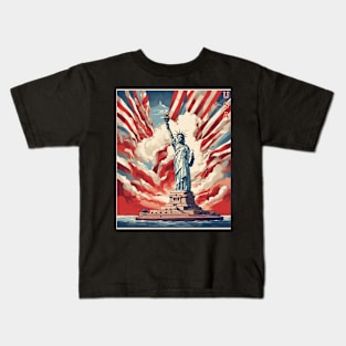 Statue of Liberty Manhattan New York United States of America Tourism Vintage Kids T-Shirt